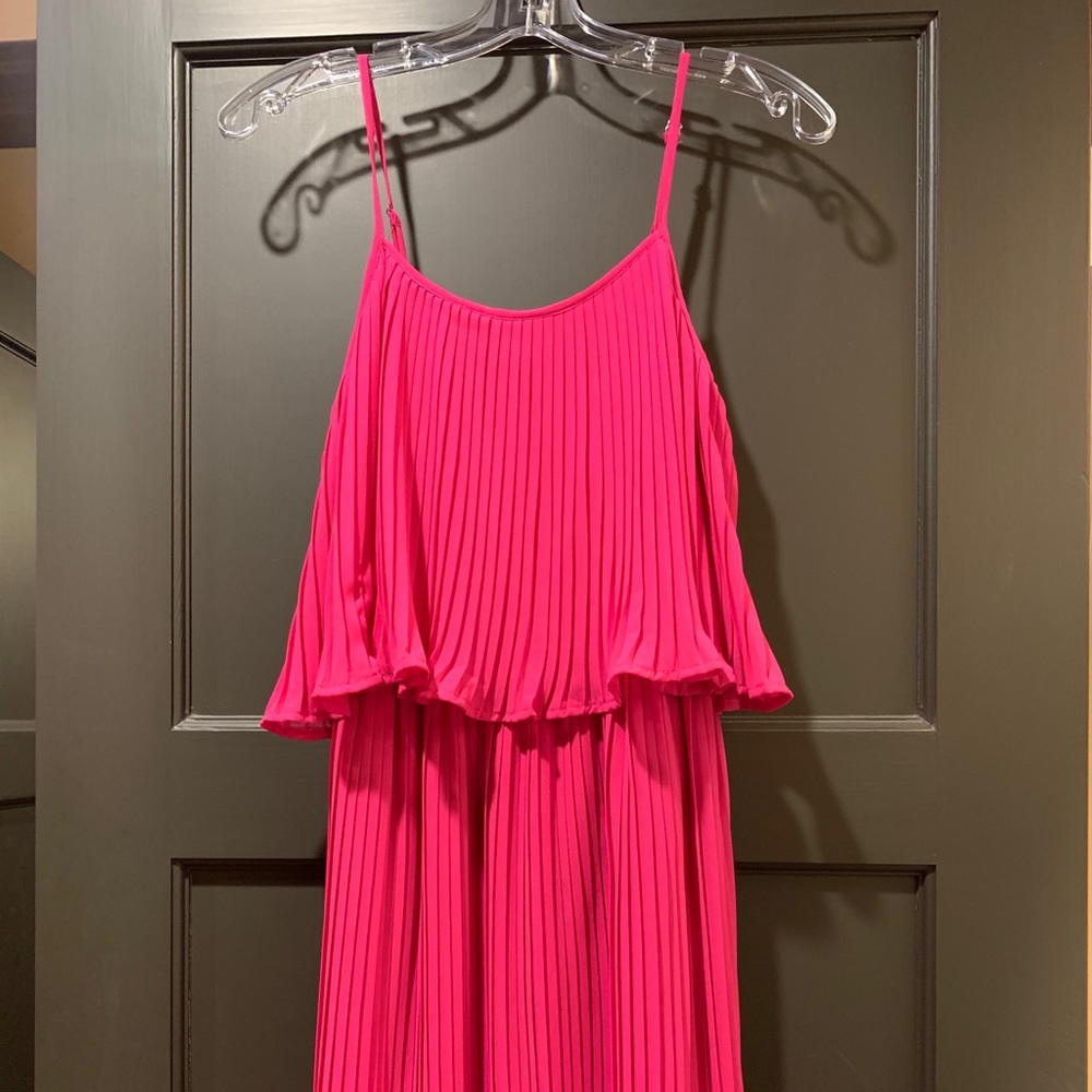 Hot Pink Flirty Pleated Dress